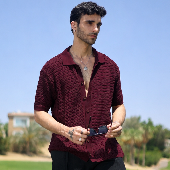 Burgundy Knitted Shirt