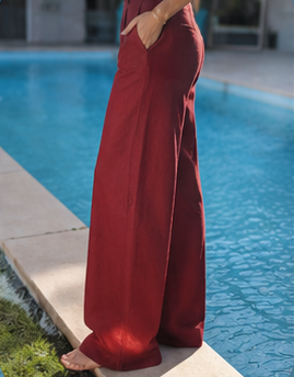 Women's Burgundy Linen pants