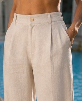 Women's Beige Linen Pants
