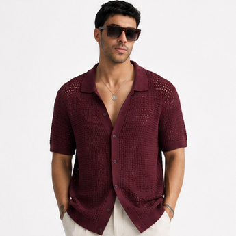 Burgundy Knitted Shirt