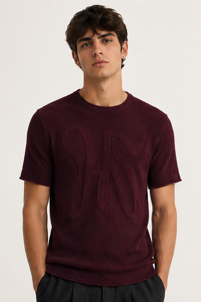 Burgundy Knitted T-shirt