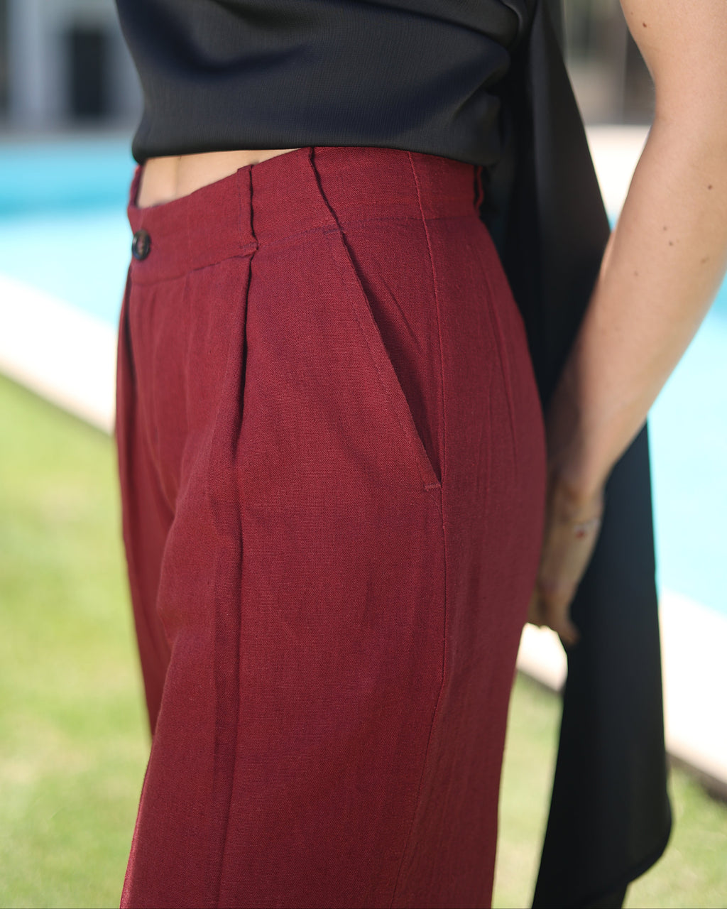 Women's Burgundy Linen pants