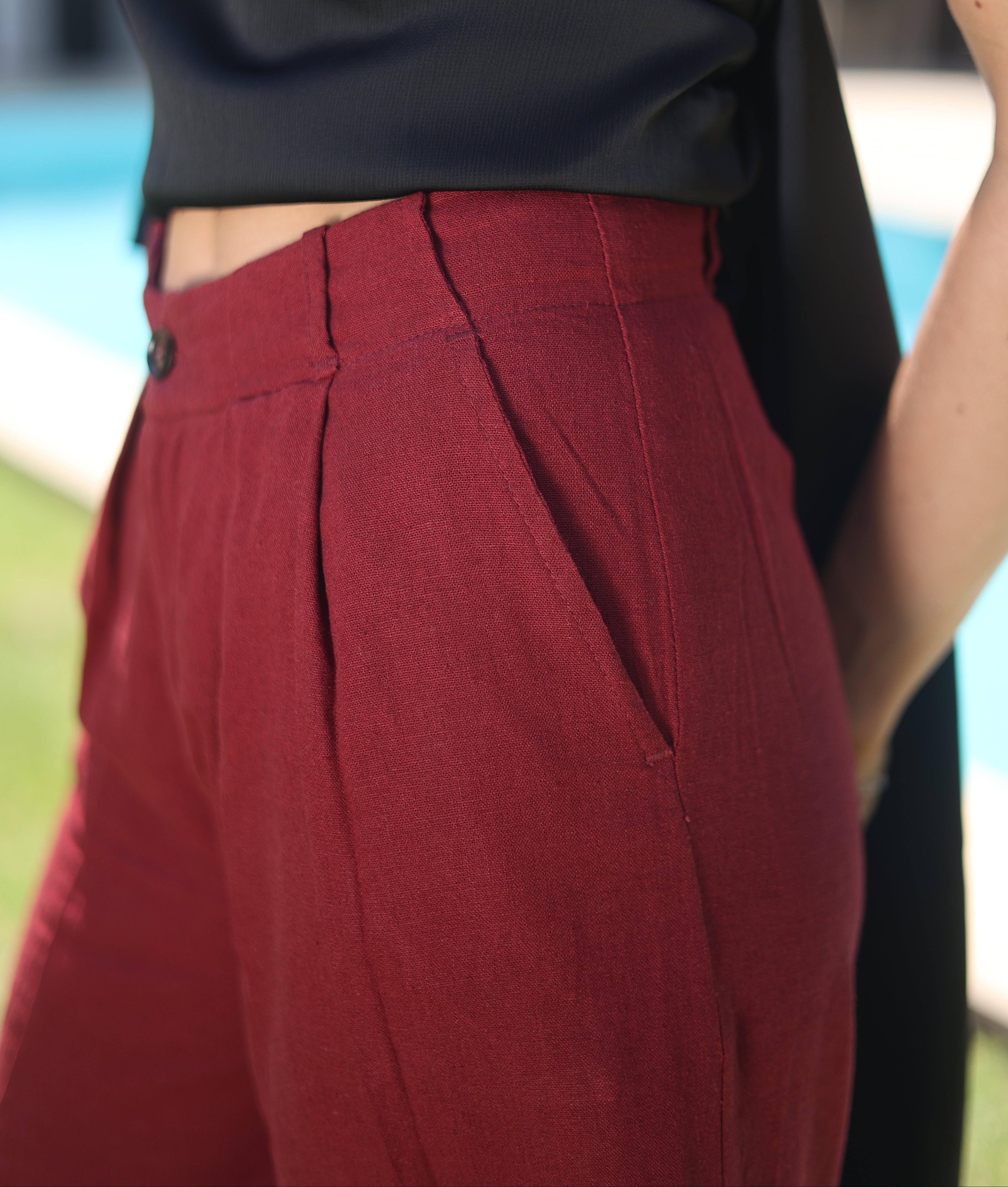 Women's Burgundy Linen pants