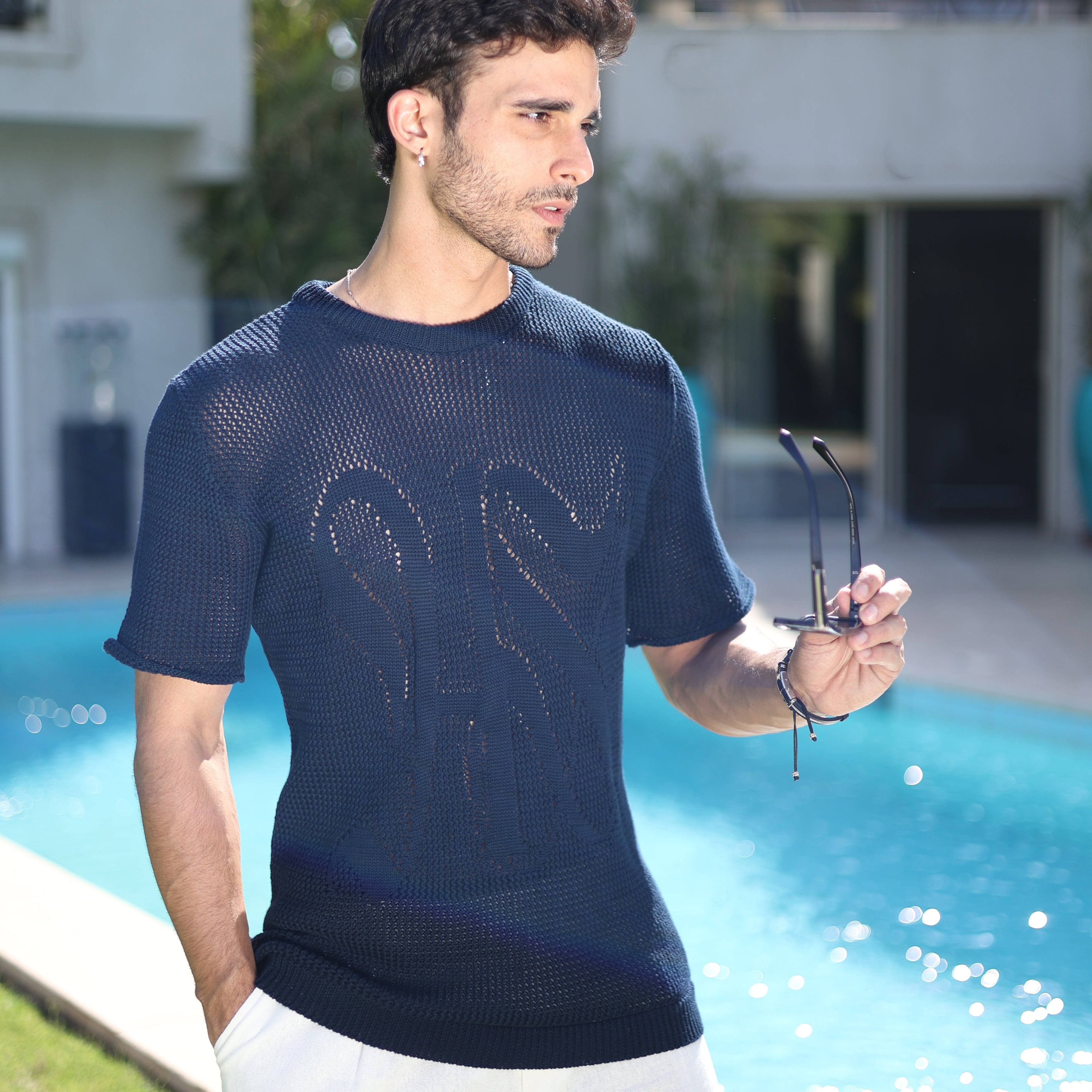 Navy Knitted Tshirt
