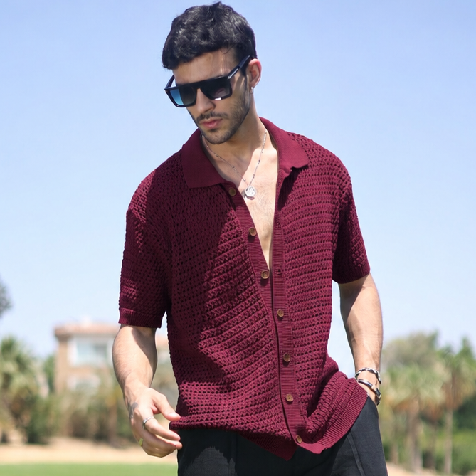 Burgundy Knitted Shirt