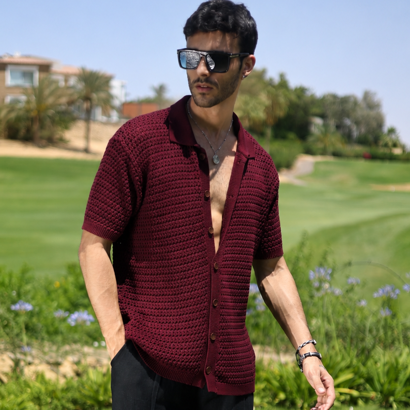 Burgundy Knitted Shirt