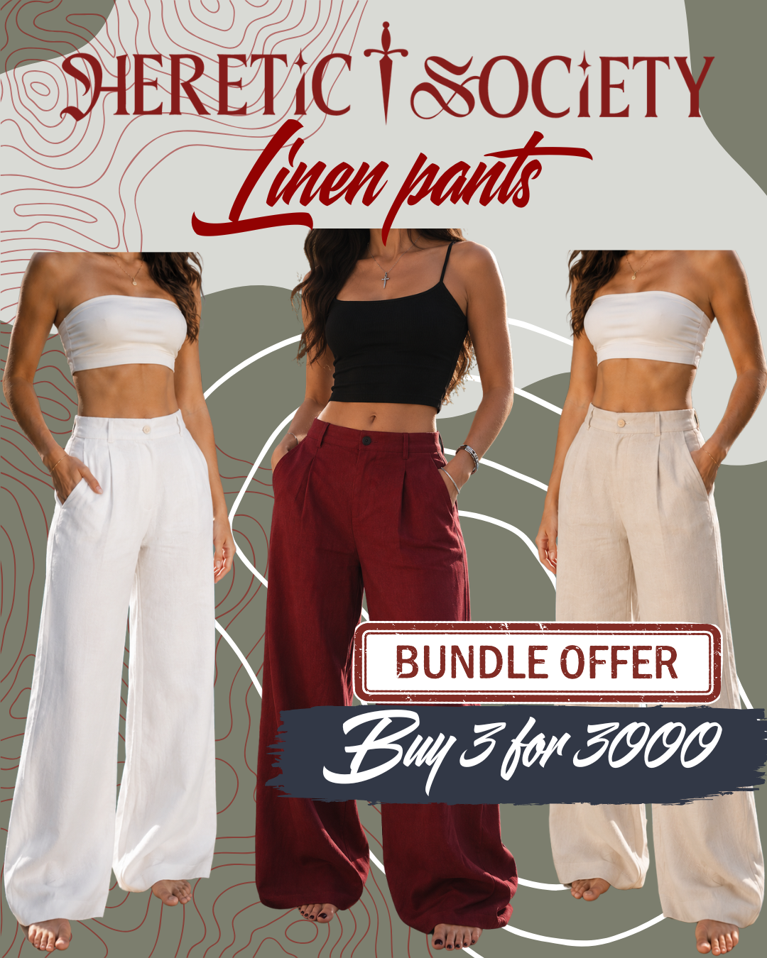 Linen Pants for women X3 Bundle Deal