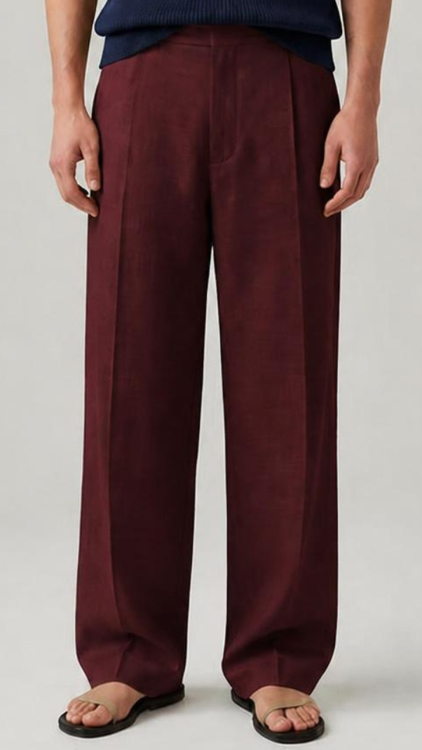 Men's burgundy Linen pants